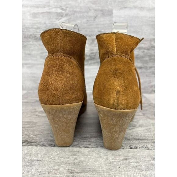 Merona Womens Tan Suede Wedge Ankle Boots Size 9.5M - Picture 3 of 8